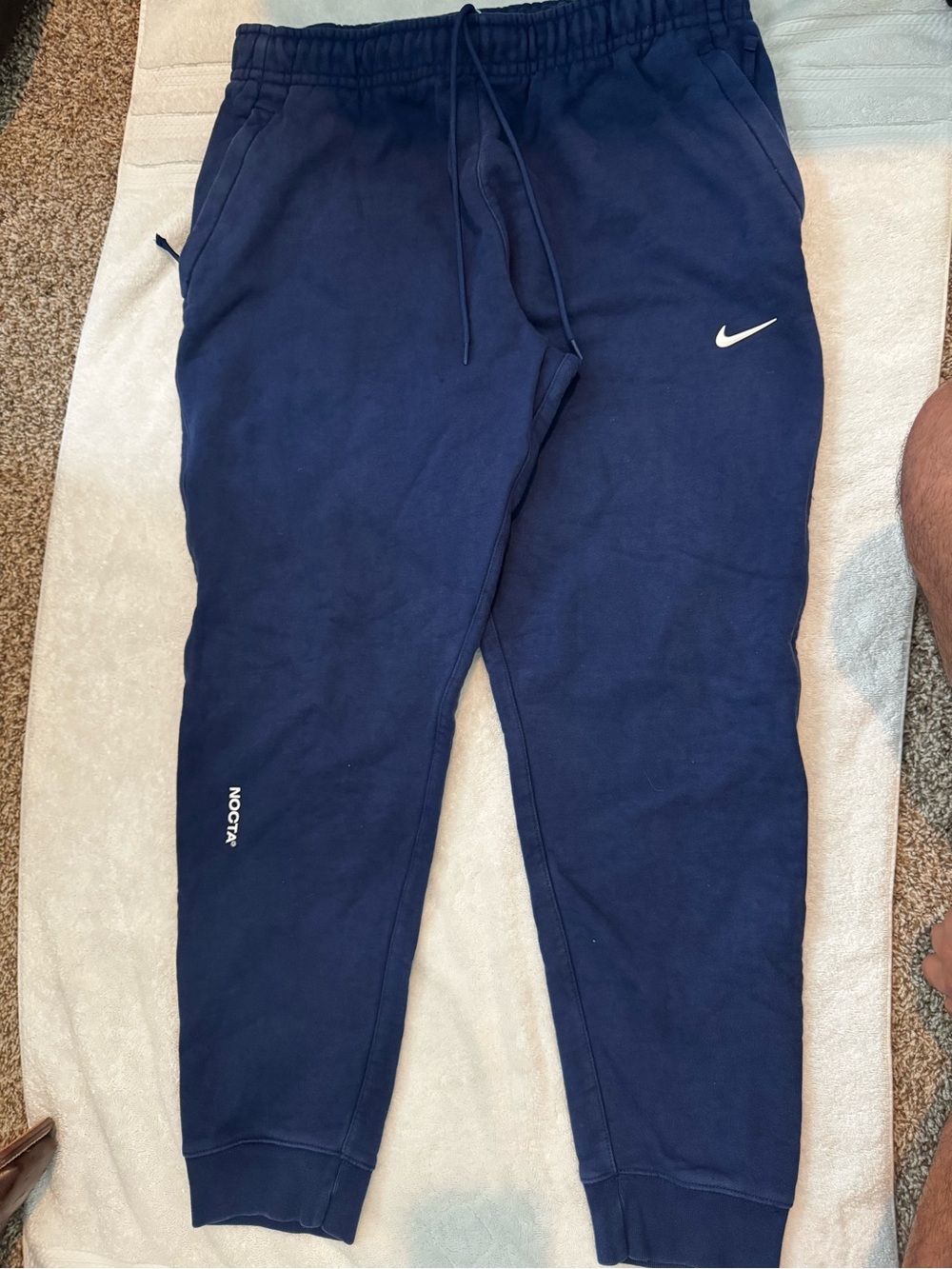 Nike Navy Blue men’s  Fleece Joggers with White Swoosh - NOCTA Colab with Nike